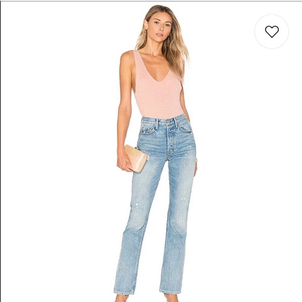 Ale By Alessandra x Revolve Marisol Thong Bodysuit Rose Pink Ribbed Cotton - Picture 3 of 10
